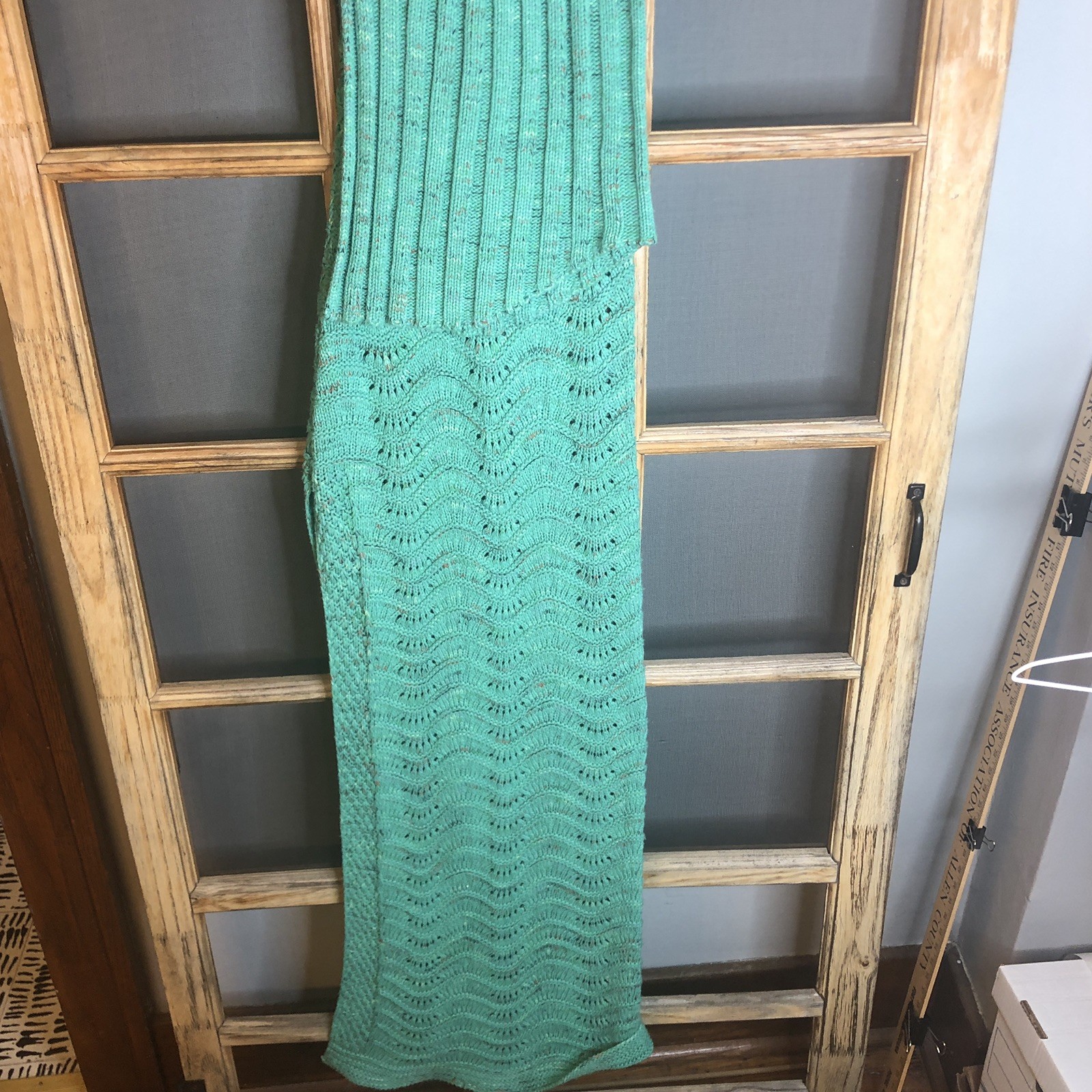 Mermaid Tail Green Knit Tube 10 Inches Across 64″ Long 2 Slit Openings