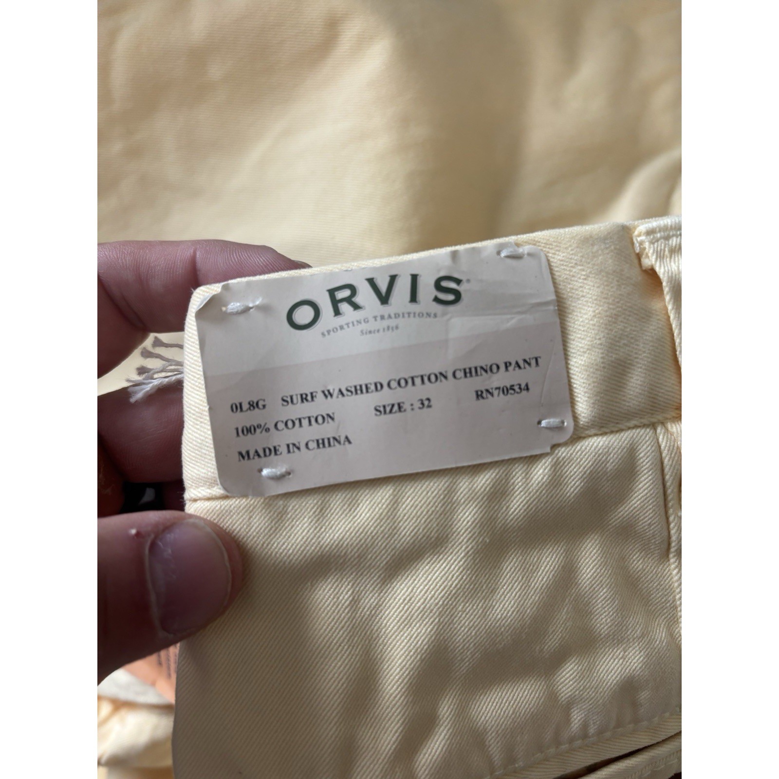 NWT Orvis Sun Washed Twill Pants Mens 32×34 Yellow