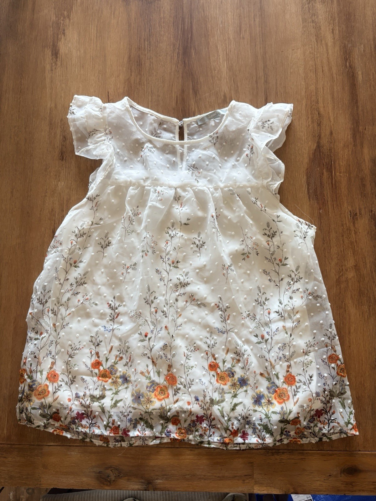 Sweet Rain Top Swiss Dot Floral Semi Sheer Layered Girlhood Sz M Medium