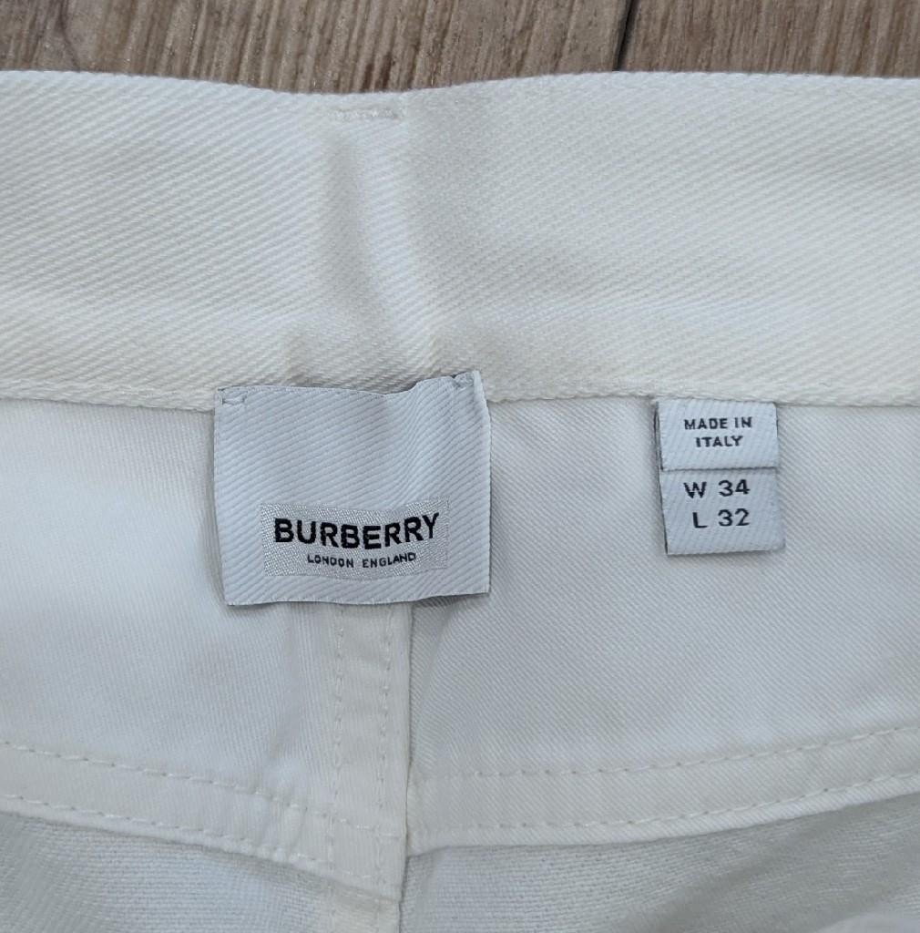 $1550 Mens BURBERRY Mermaid Tail Printed Straight Leg Denim Jeans White 34