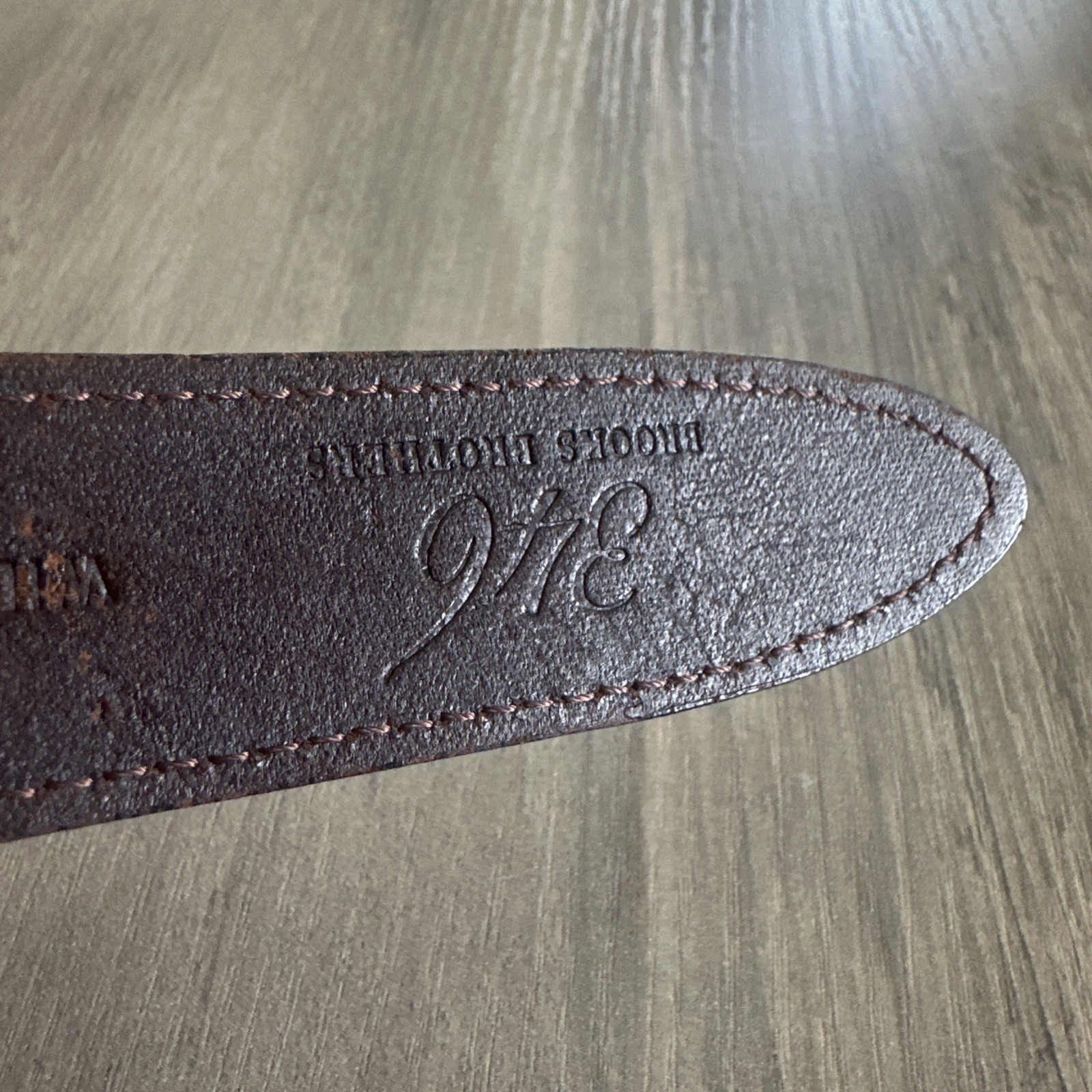 Vintage Brooks Brothers Vanilla Cream Stretch Web Brown Leather Trim Belt 38