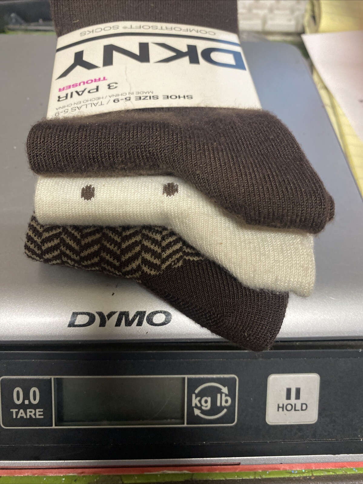 DKNY Trouser Socks, 3 Pack Women set of 3, Brown/Beige w/dots