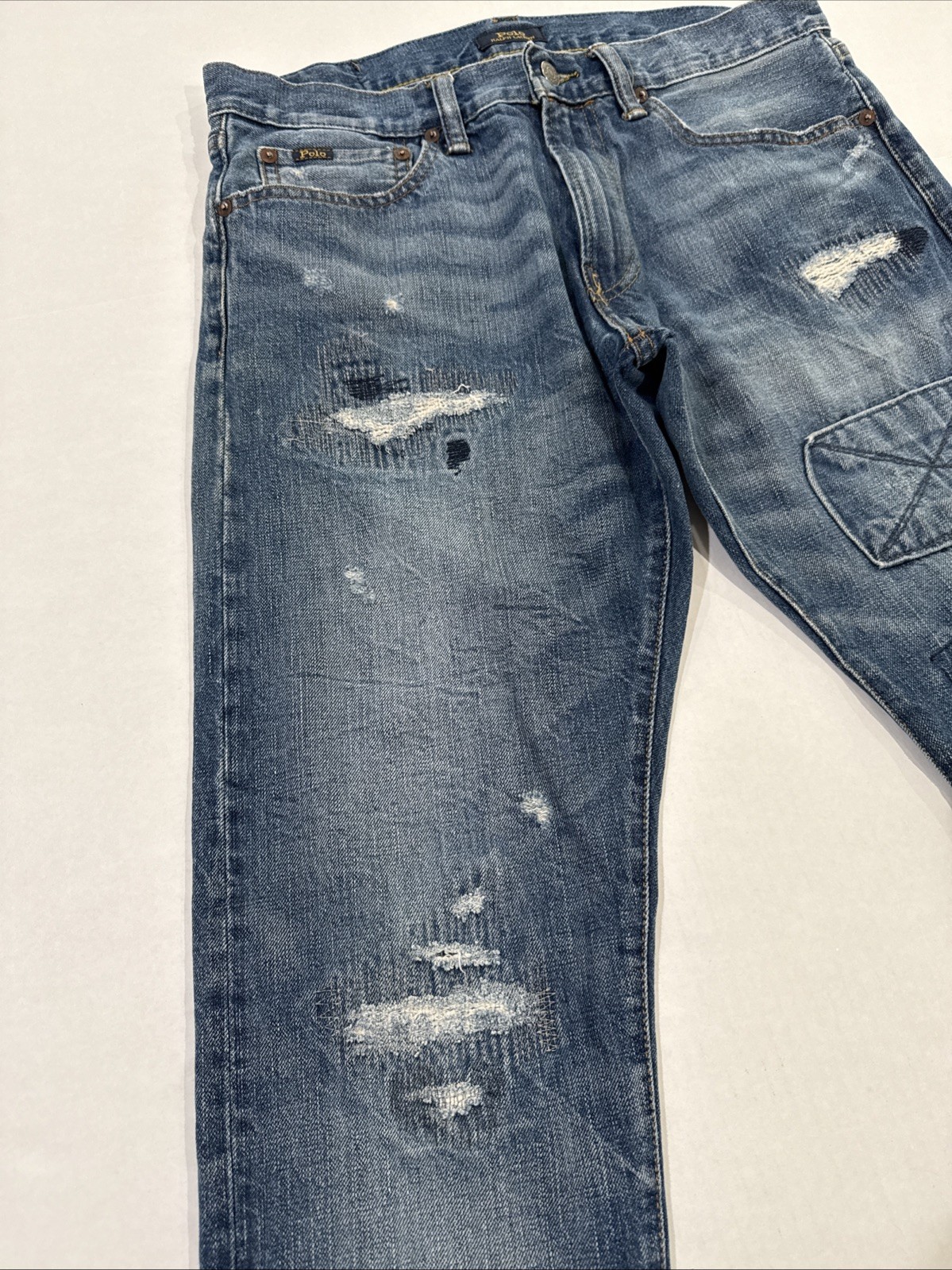 Polo Ralph Lauren The Sullivan Slim Straight distressed jeans patch detail 32X32