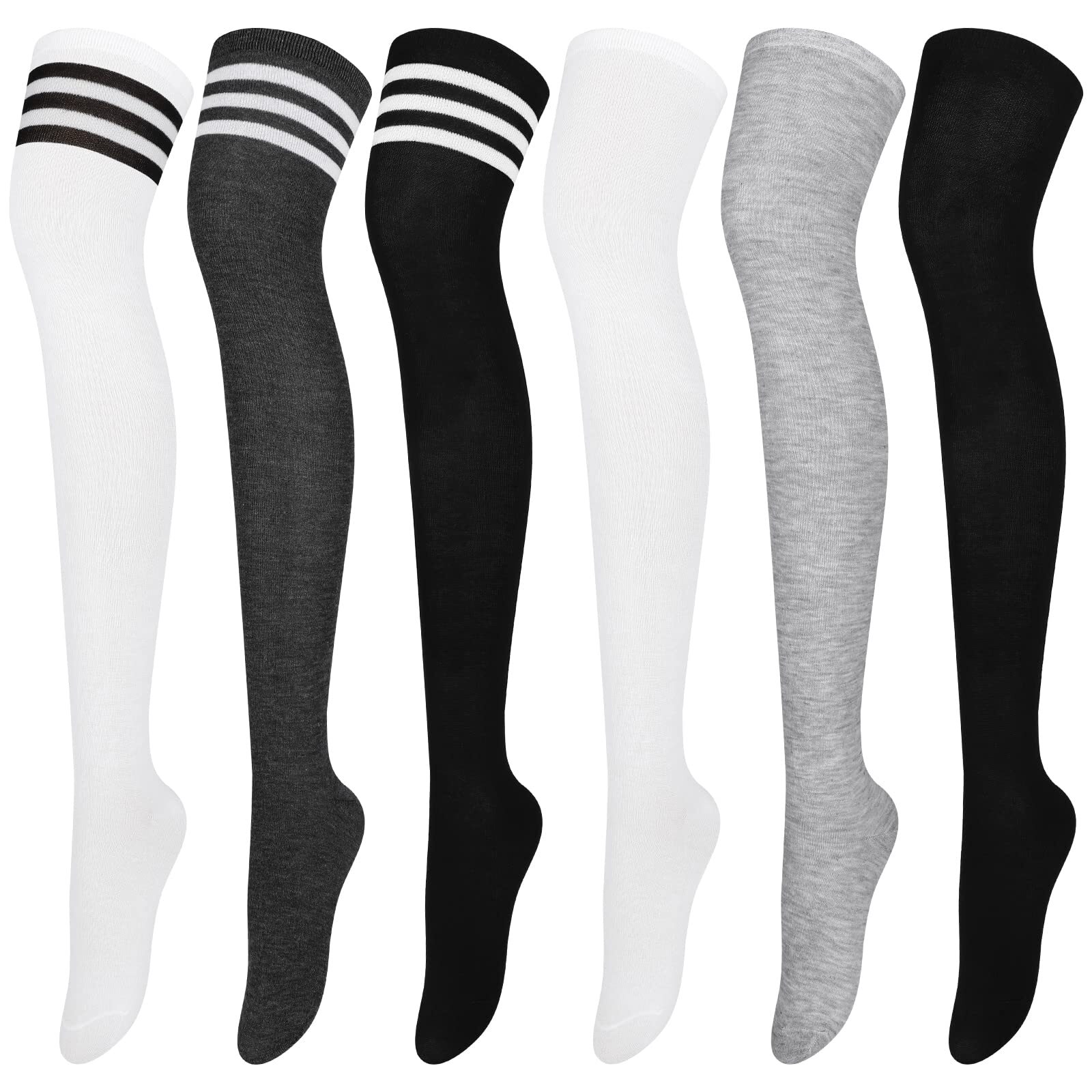 Extra Long Cotton Stripe Thigh High Socks Over the Knee High Plus Size Stockings