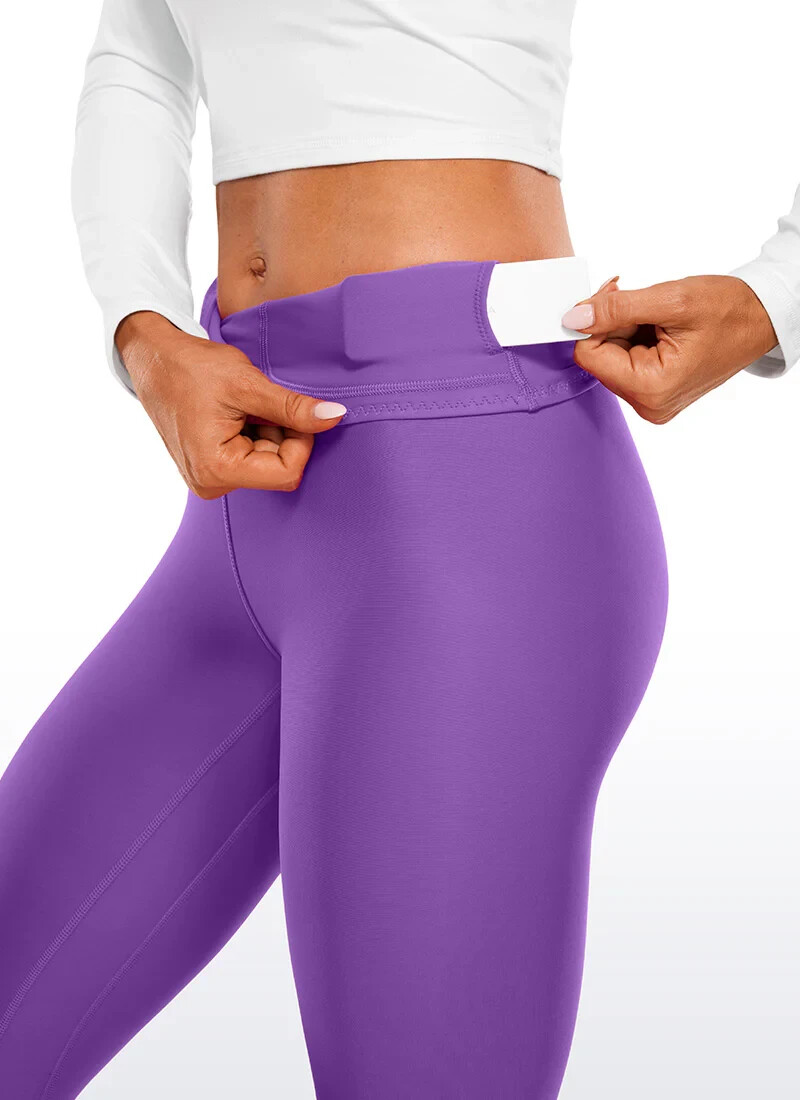 CRZ YOGA Women’s Fleece Lined High Waist Yoga Leggings 25″ Size 10 Lilac