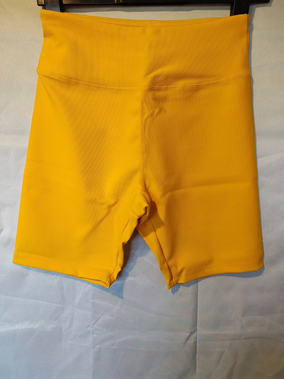 Dark yellow ribbed jersey deep waist shorts size 12 NEW