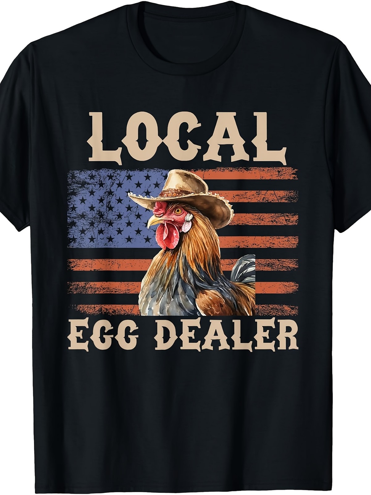 Local Egg Dealer Rooster Farmer Chicken T-Shirt | Vintage Style, Crew Neck