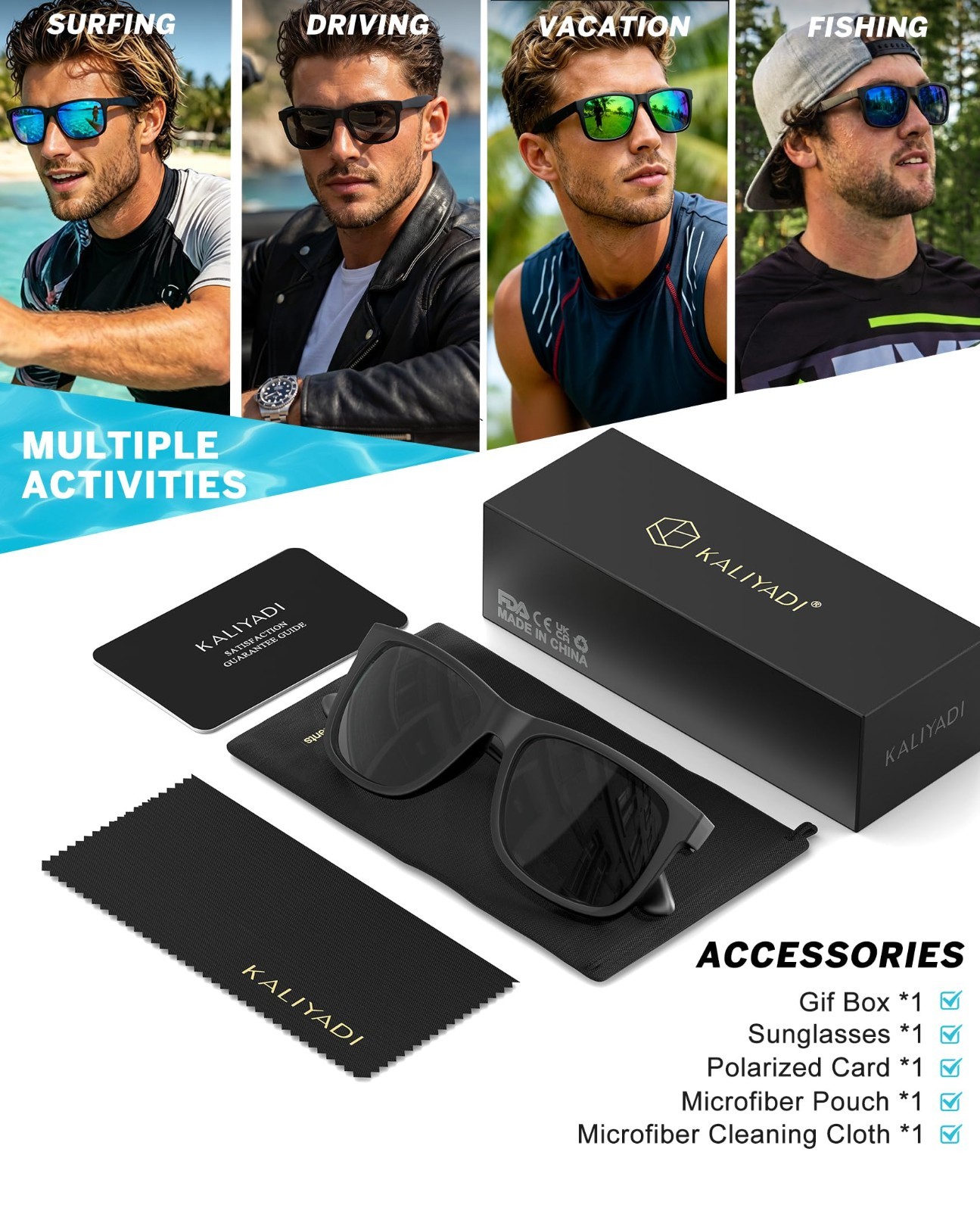 Men’s Polarized Sunglasses – Classic UV400 Protection for Driving, Fishing, Golf