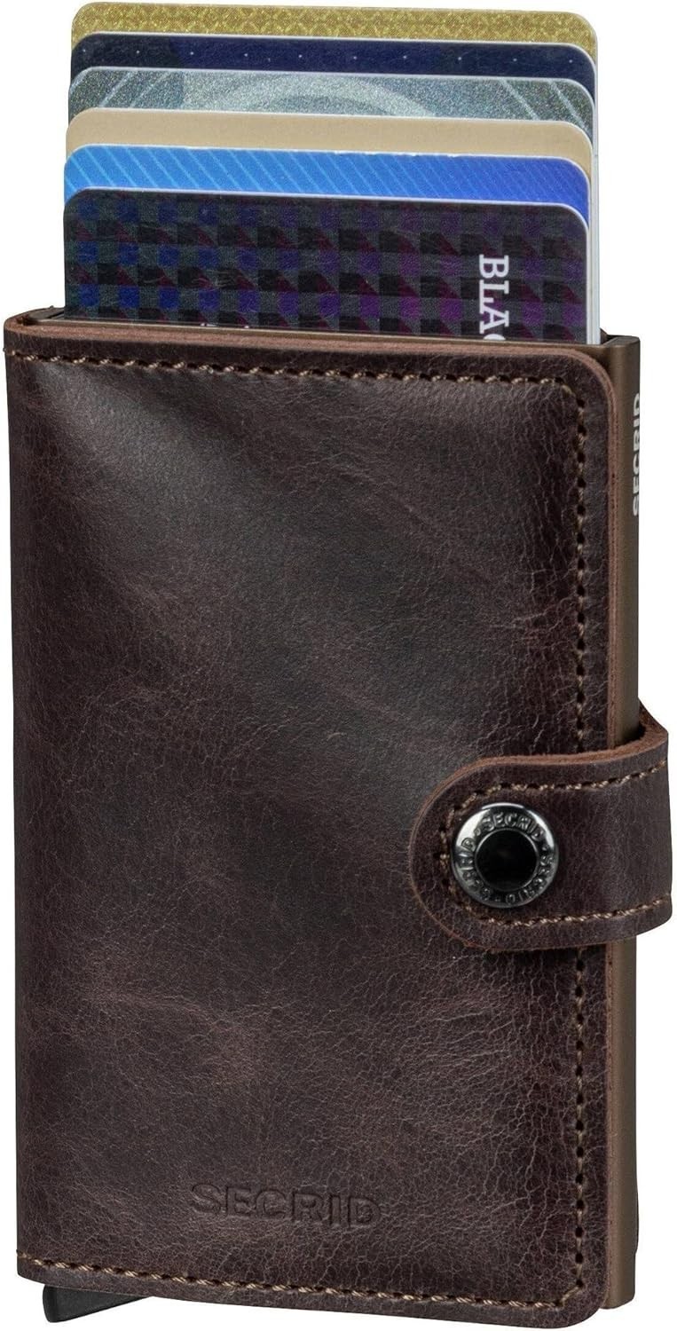 Secrid Mini Wallet Vintage – Brown , Travel Accessory – Card Holder in Envelope