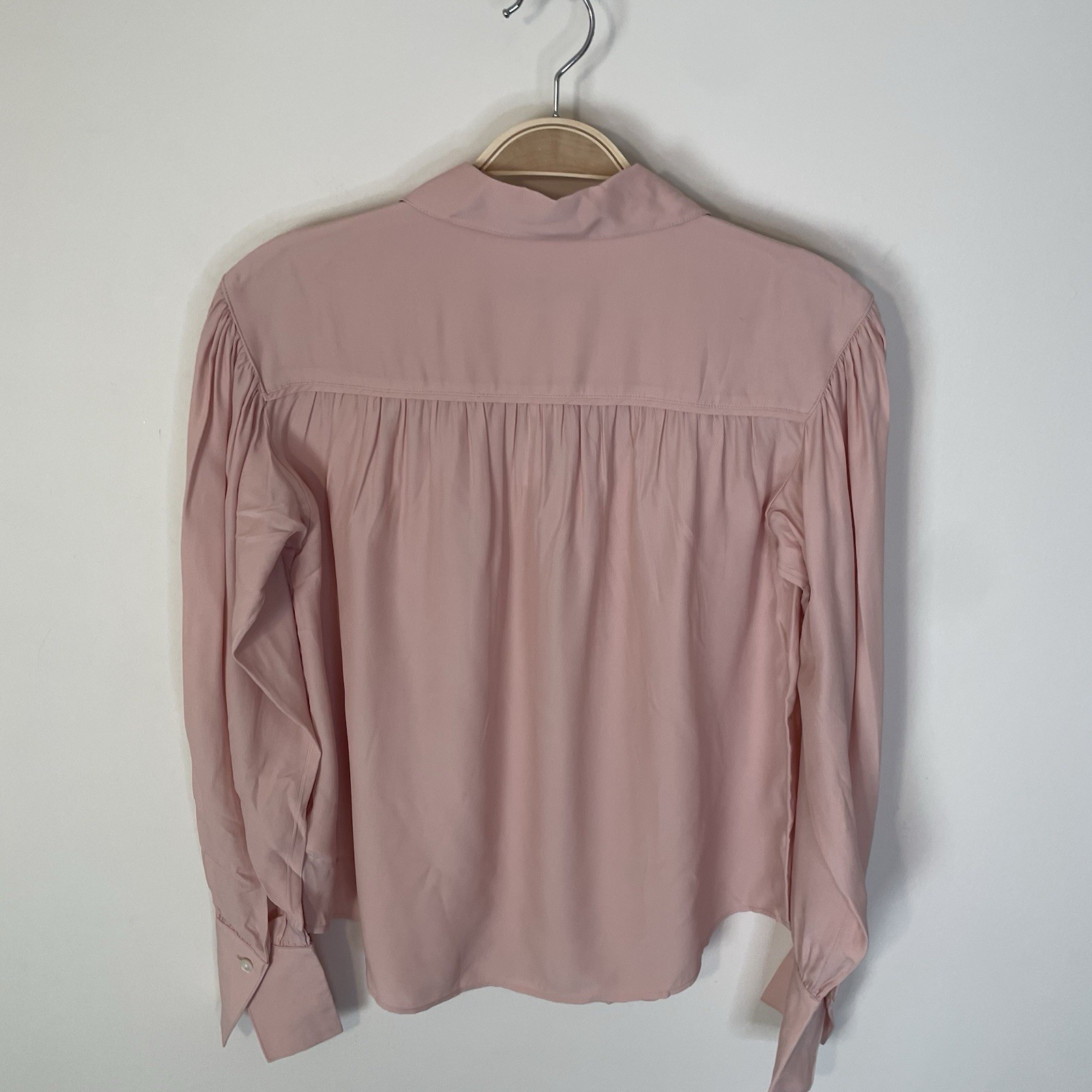 Madewell Long-Sleeve Button-Front Top Pale Blush XXS NT224 Western Elegant