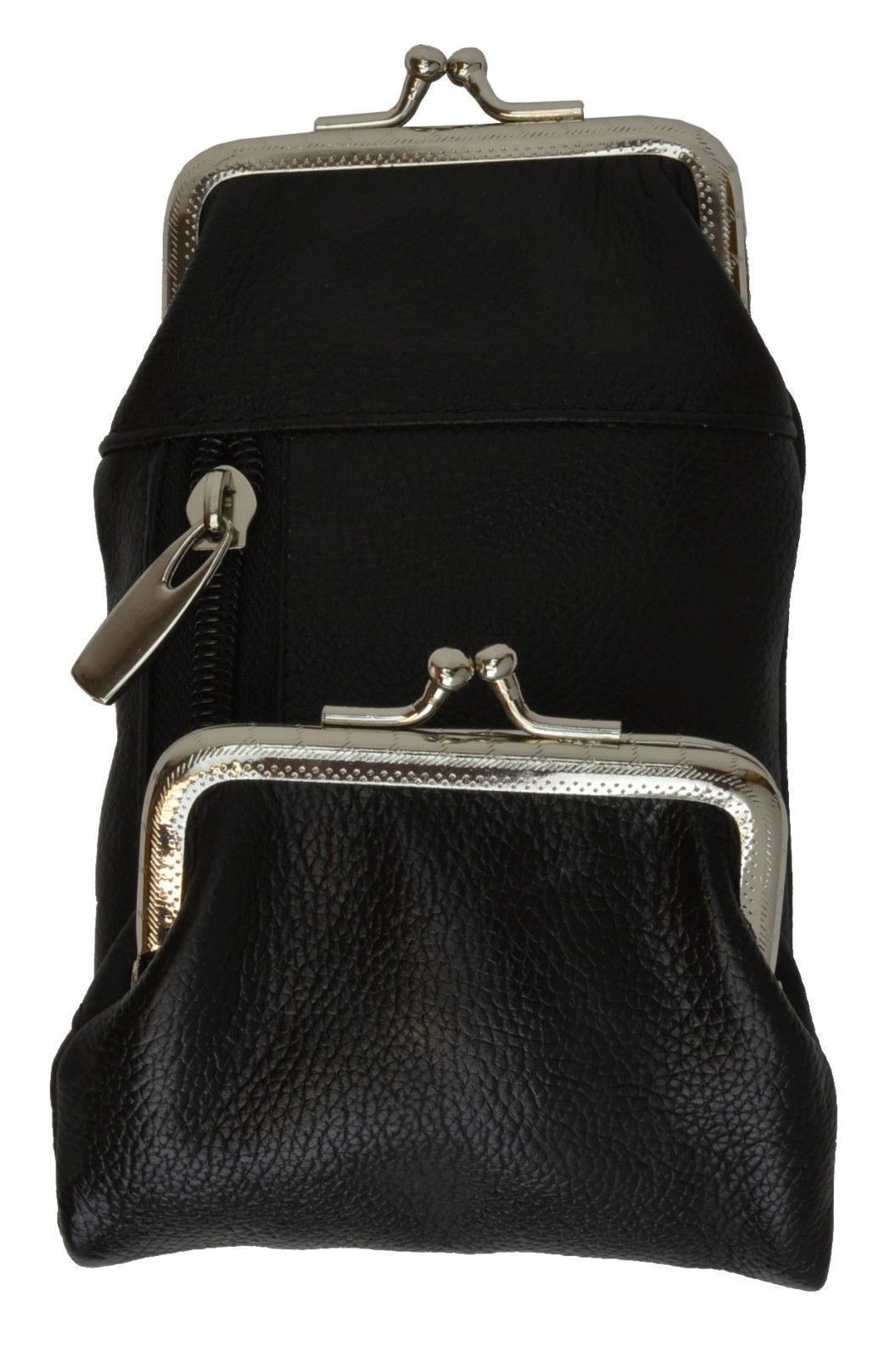 Genuine Leather Cigarette Double Clasp Zip Coin Carrying Case Many Colors