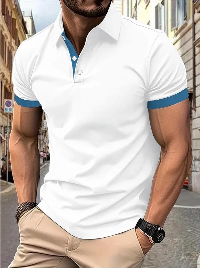 Men’s Short Sleeve Color Polo Shirt Casual Summer Wear T-shirt Beach Tee Gift