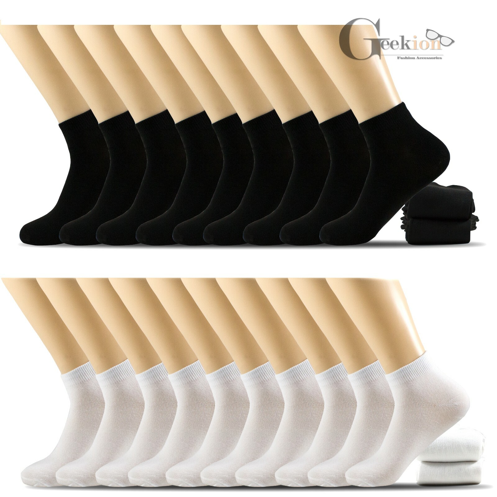 6 12 Pairs Mens Women Black White Cotton Sports Low Cut Ankle Quarter Thin Socks