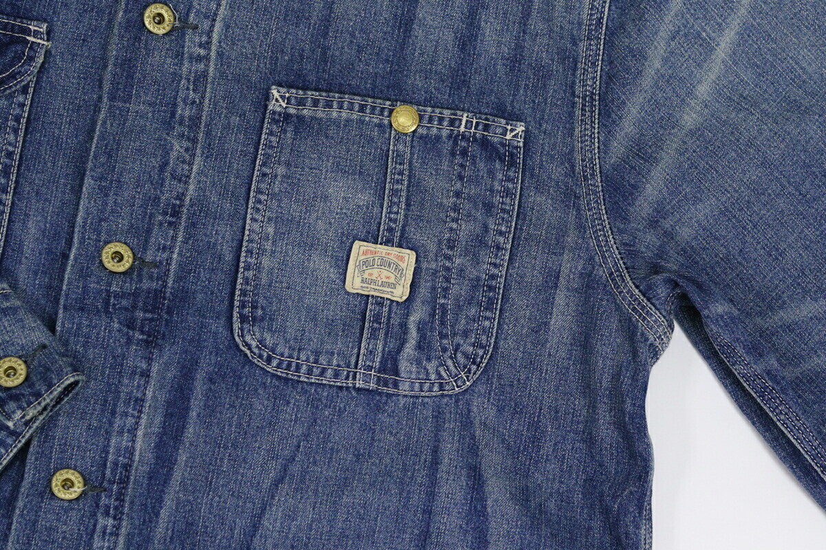 Polo Ralph Lauren POLO COUNTRY Vintage Denim Chore Jacket Barn Coat- Blue Denim