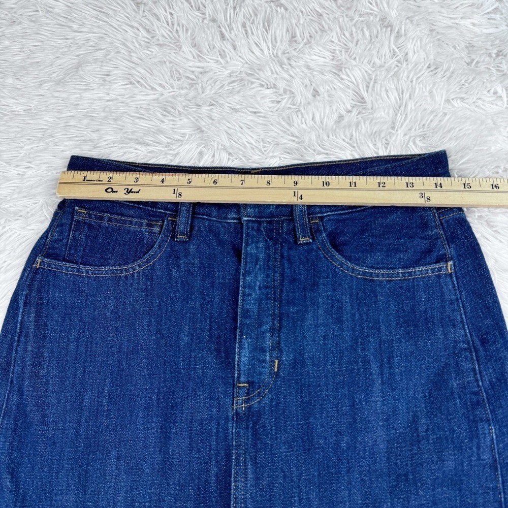 J Crew New Denim midi skirt in rinse wash slit front high waist blue women 27