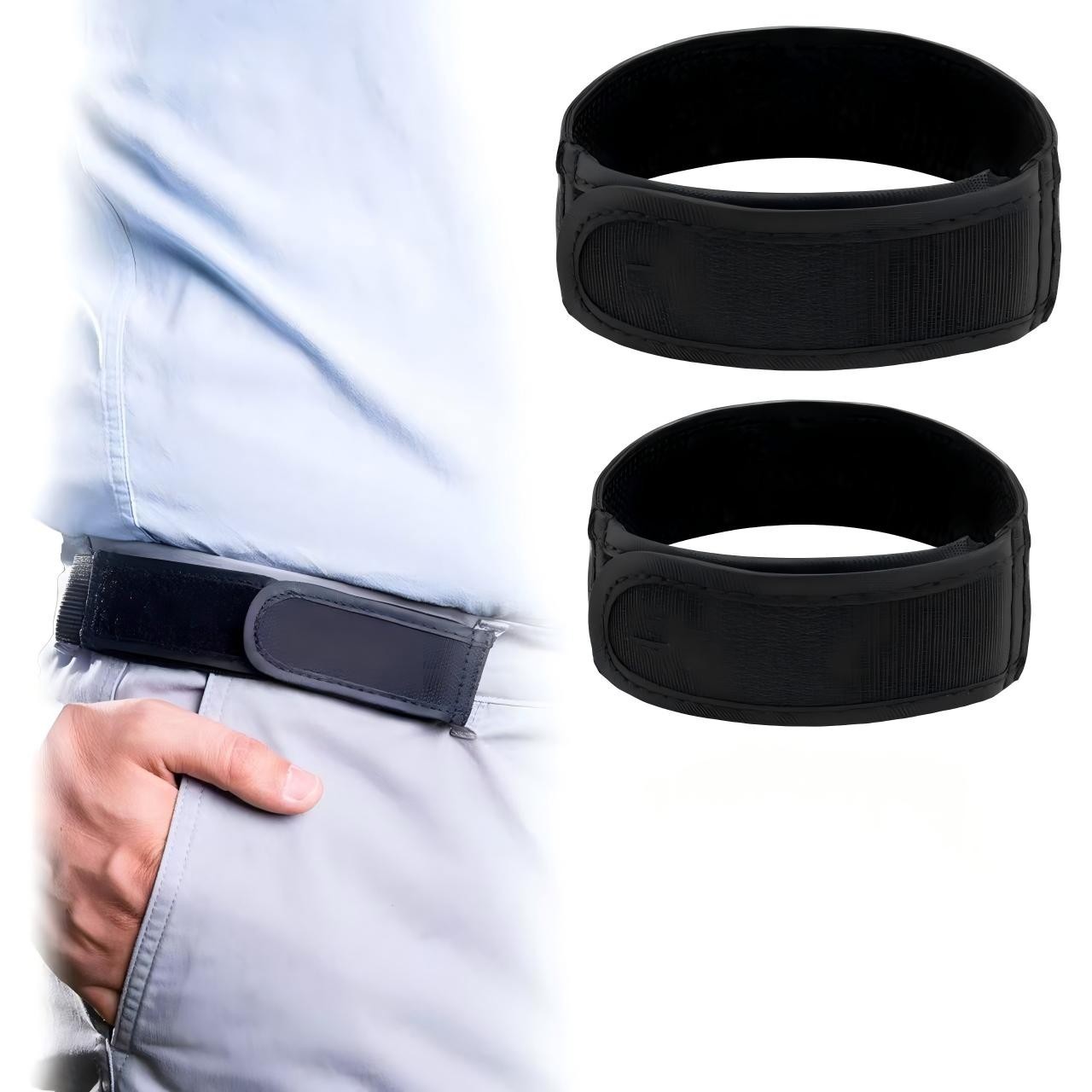 2PCS No Buckle Elastic Belt for Men Invisible Adjustable Stretch Waist Belt