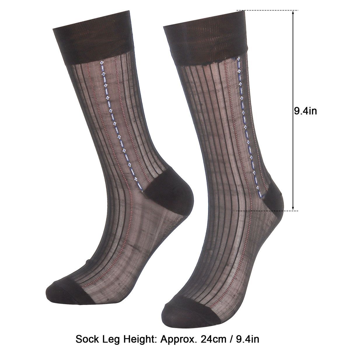 5 Pairs Mens Ultra Thin Dress Socks Silk Sheer Business Socks Soft Nylon Work