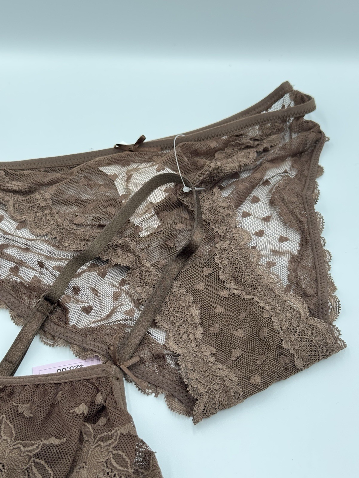 Wild Fable Lace Heart Bralette & Panty Lingerie Set – XXS – XXL Brown & Pink NWT