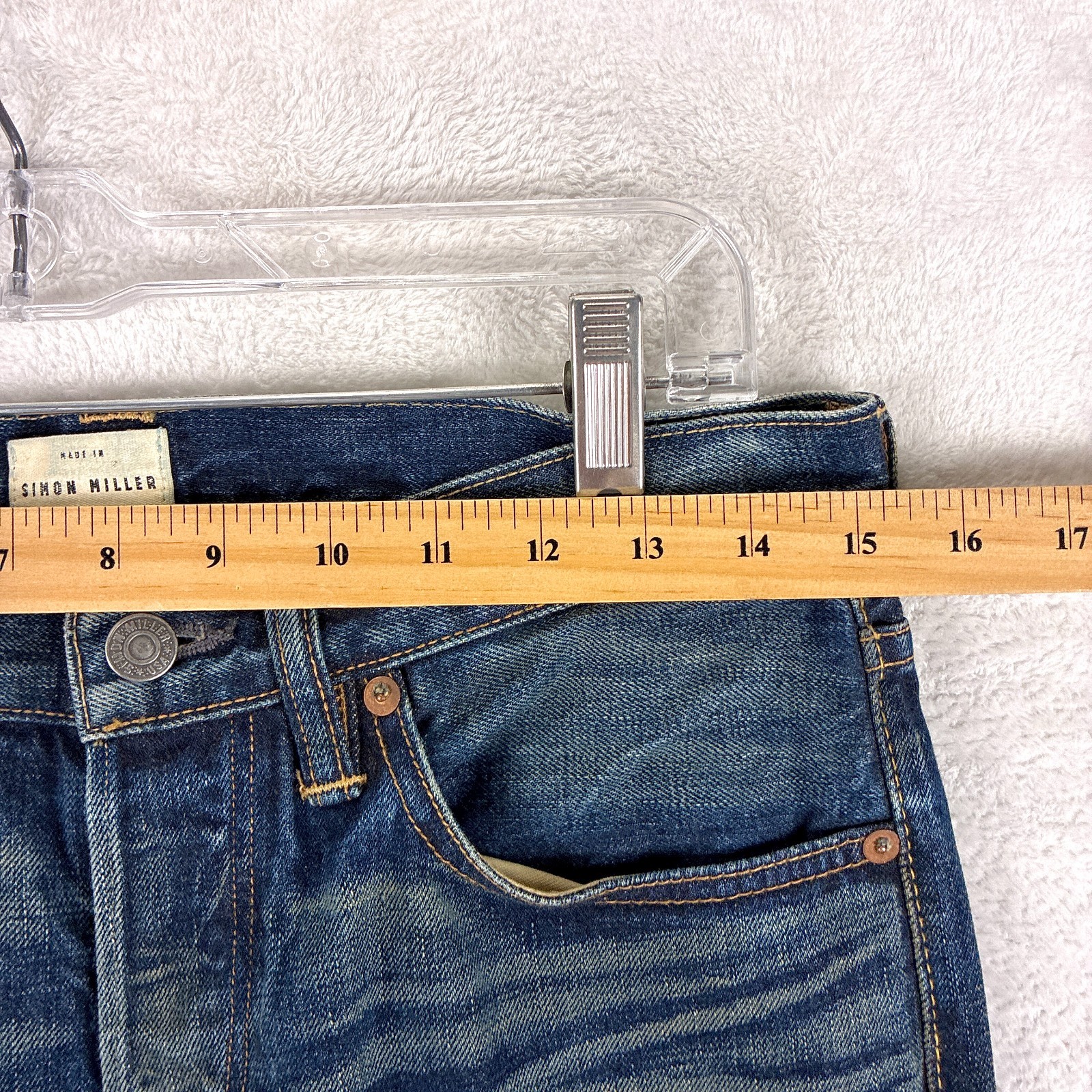 Simon Miller Jeans Mens 29×34 (30×32) Faded Whiskered Selvedge Parkview Slim USA