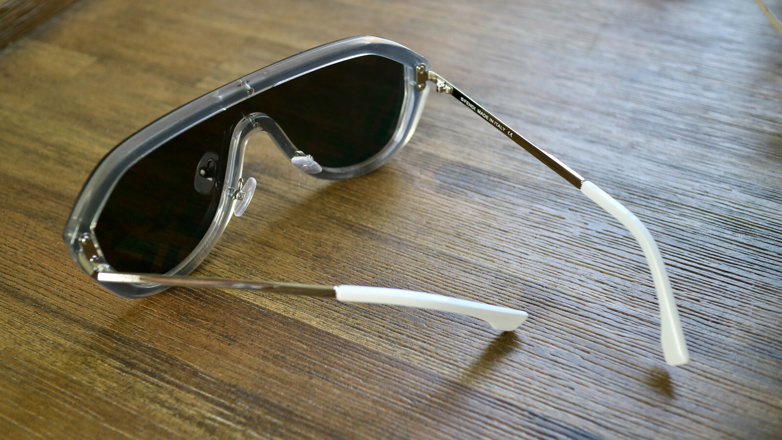 Fendi FFM0039 F74R3 Rainbow Lens Silver Frame Oversized Shield Sunglasses