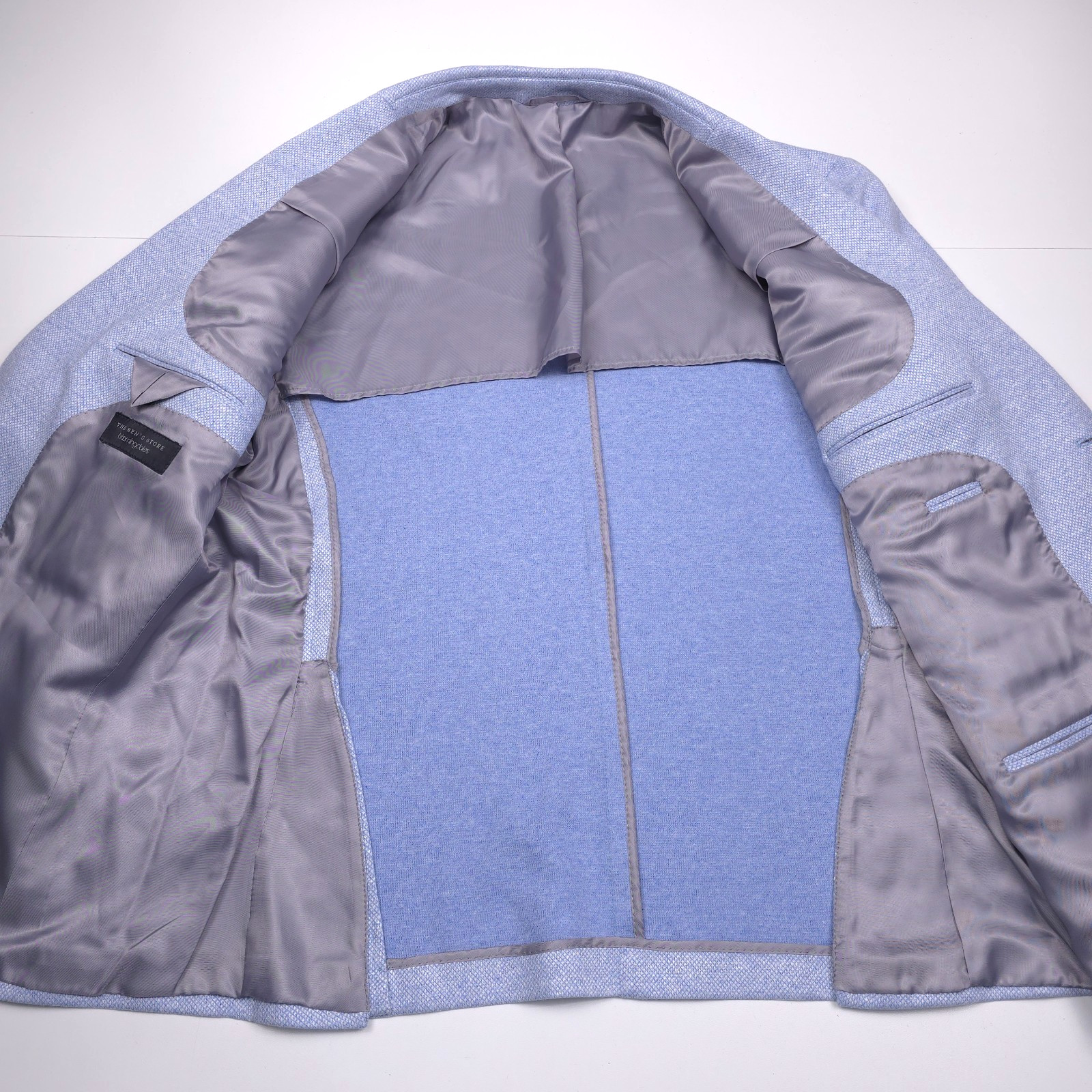 Bloomingdales Jersey Unstructured Sport Coat Mens 44R Blue Linen Blazer Jacket