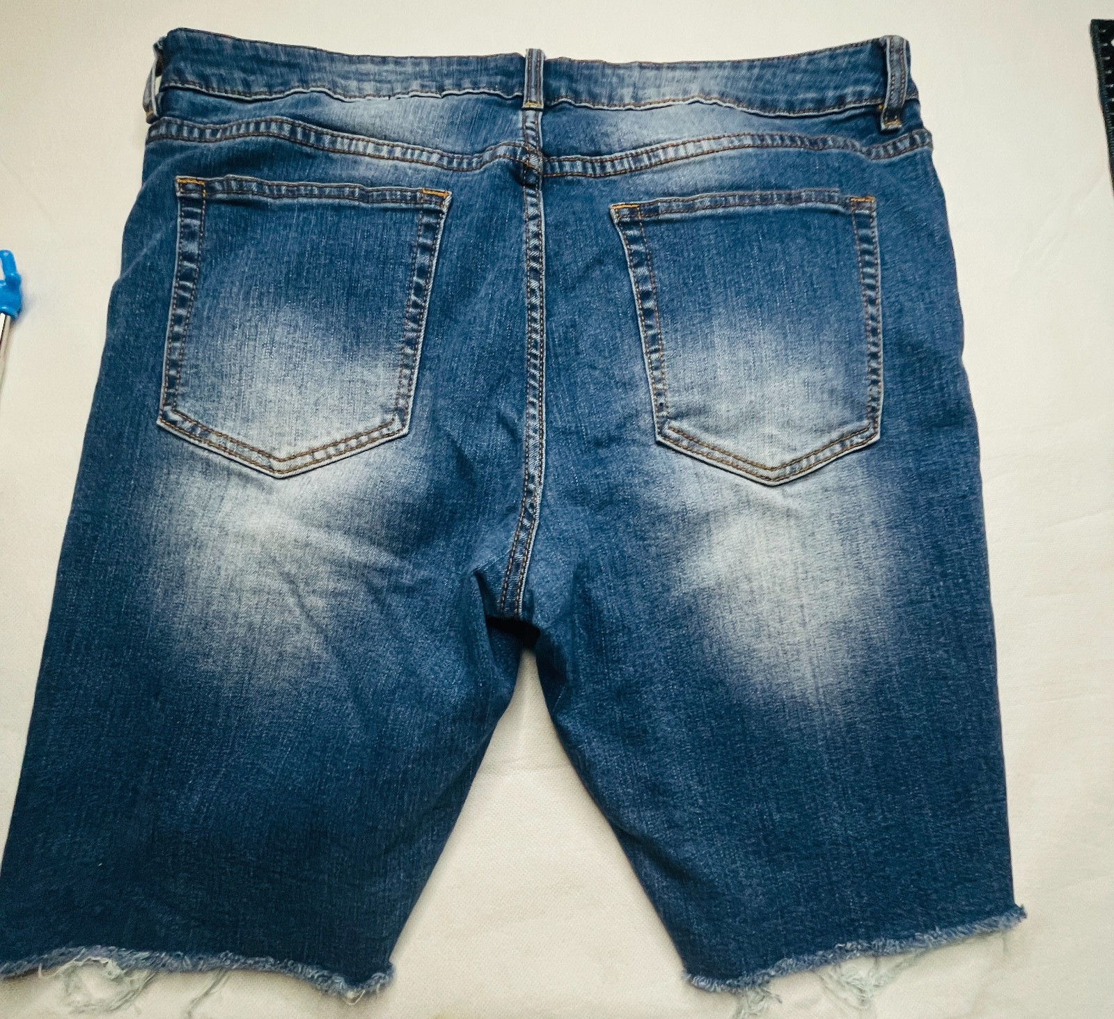 Nova Men Fashion Nova Shorts Mens 36 Medium Wash Distressed Shredded Streetwear