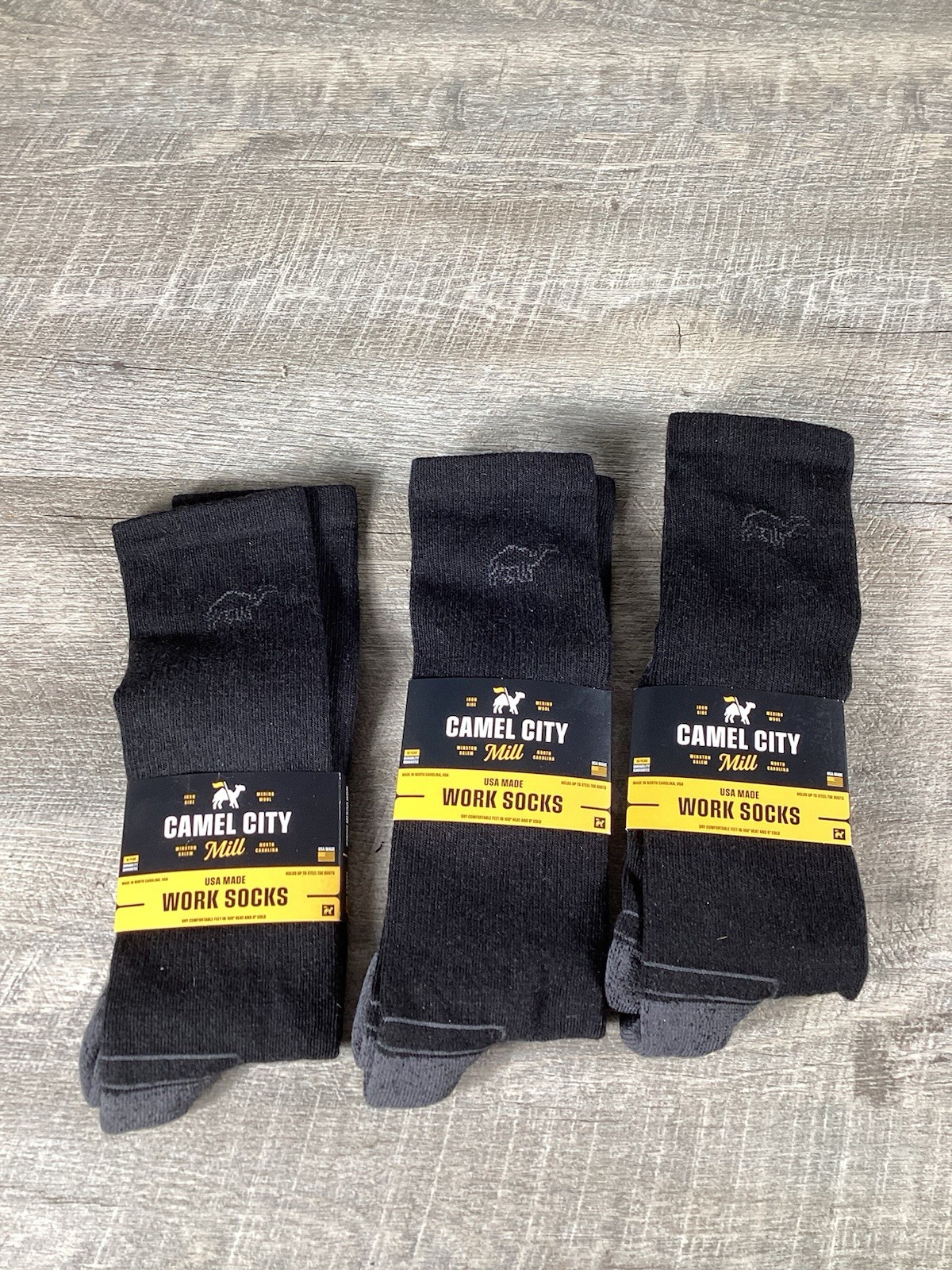 Camel City Mill USA Made Merino Wool Work Socks Set Of 3 BT-XL Black NWT