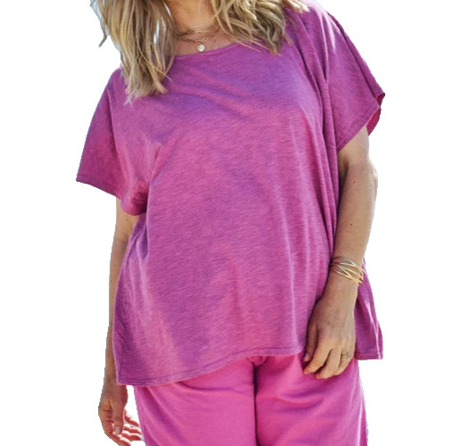 Fresh Produce o/s crush berry pink $39 jersey Gia Keepsake slouchy tee top nwt