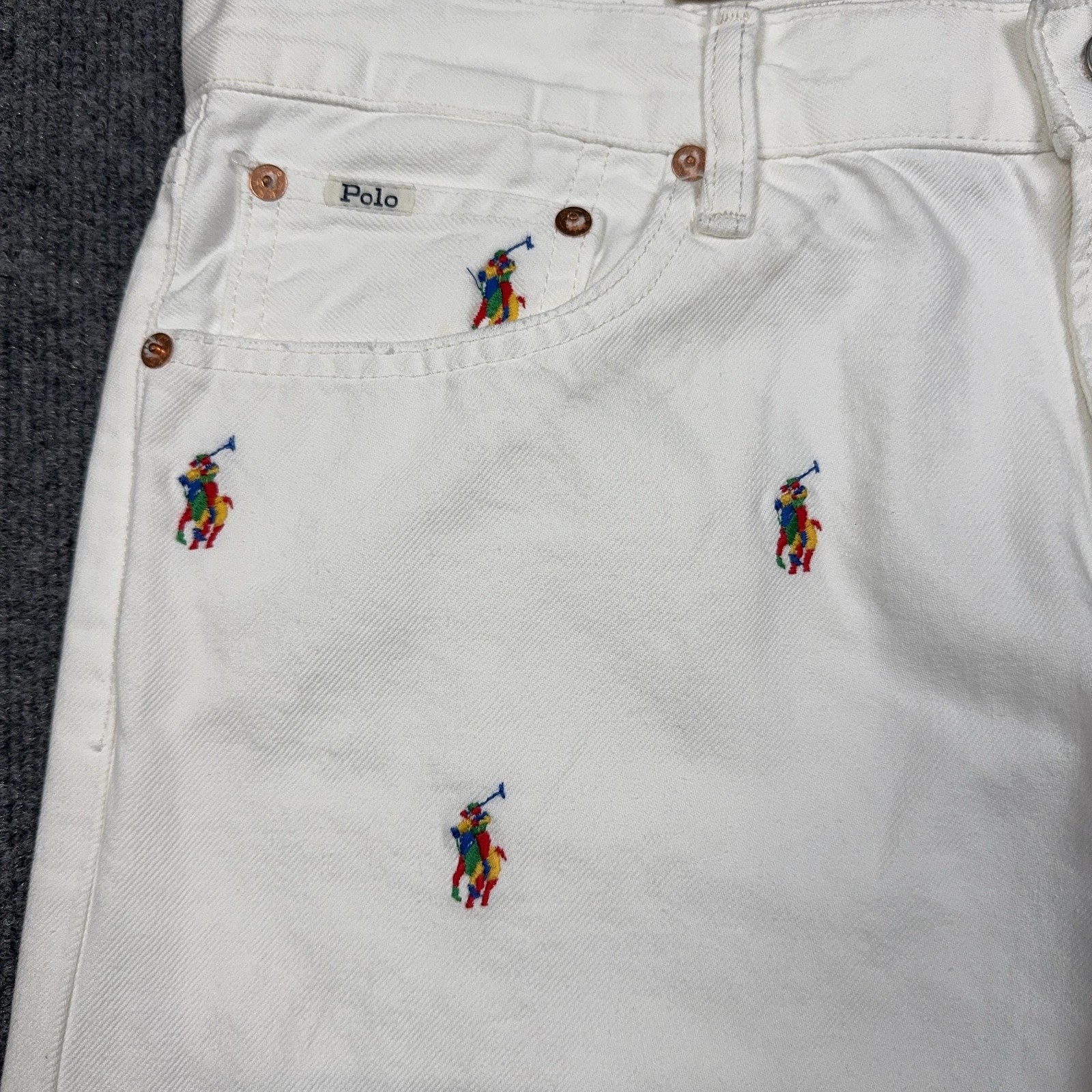 Polo Ralph Lauren The Sullivan Slim Jeans Mens 34×34 White Embroidered Pony