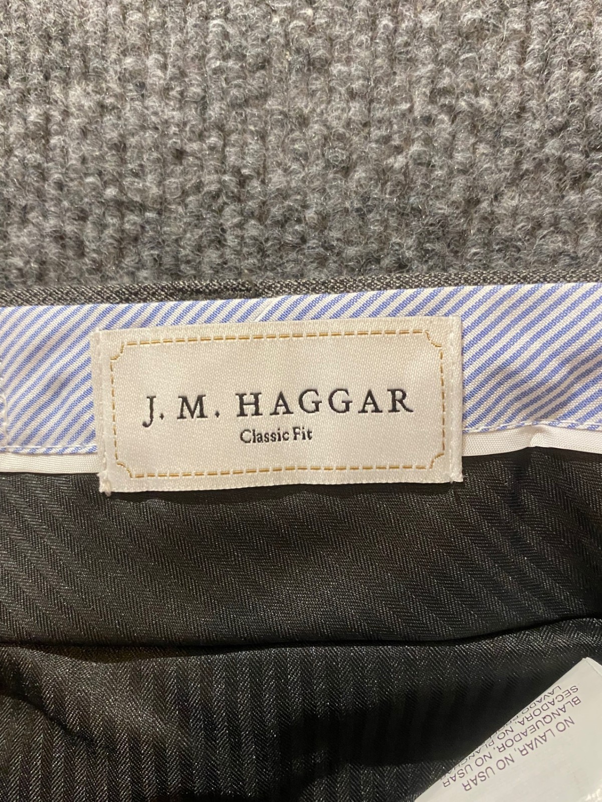 J M Haggar Dress Pants Mens 40×30 Classic Fit Gray Textured Poly Viscose Stretch