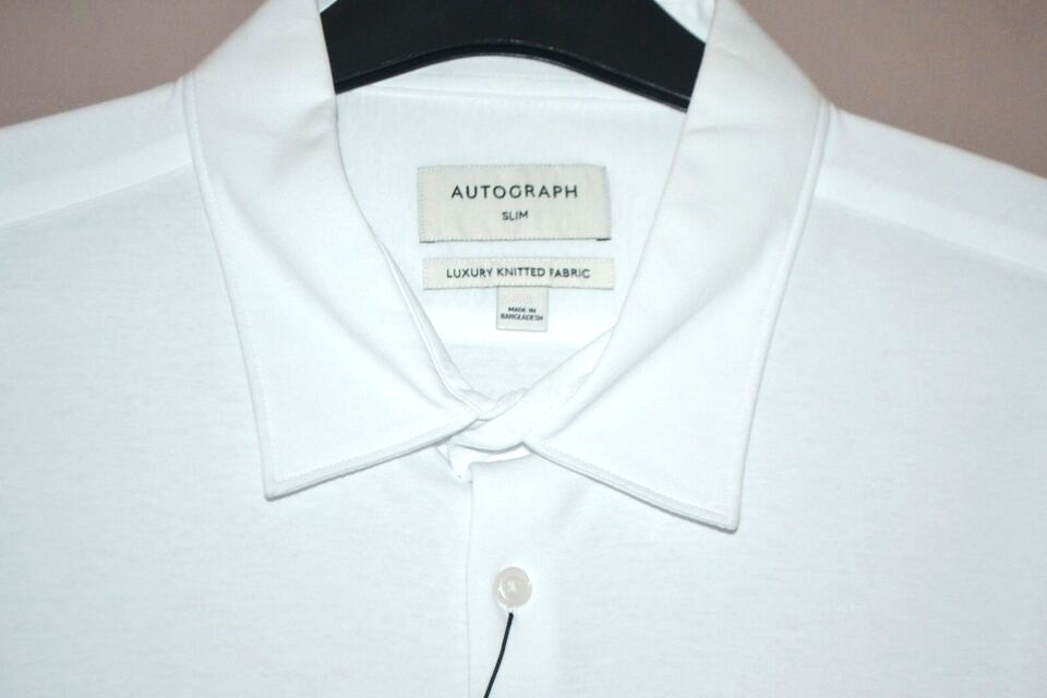 MENS M&S AUTOGRAPH LUXURY KNITTED FABRIC SHIRT LONG SLEEVE SIZE 3XL SLIM FIT NEW