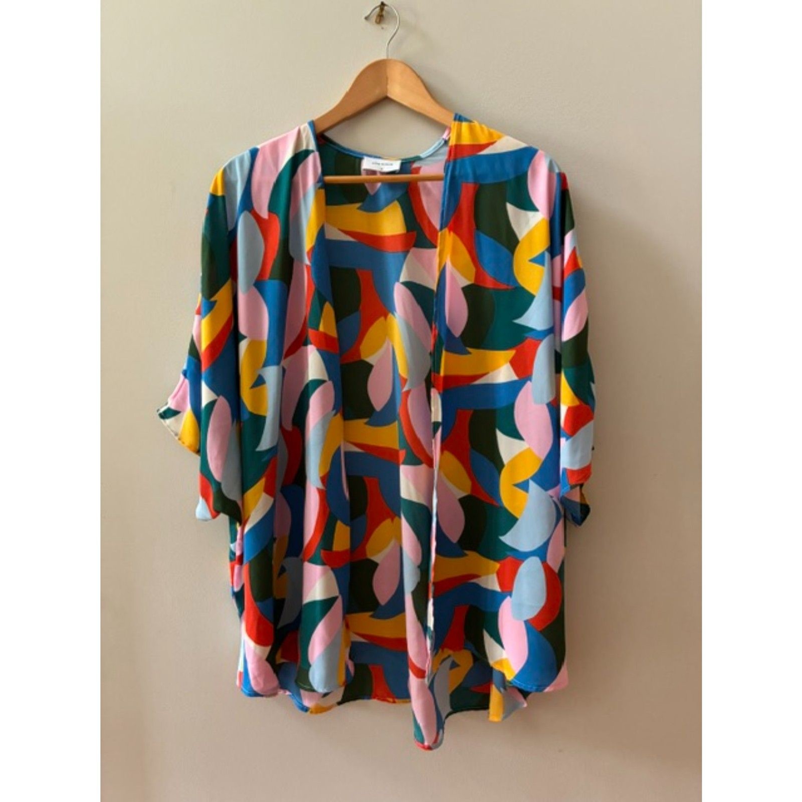 Adrienne Colorful Abstract Kimono Blouse | Size Medium | Flowy Layered Top