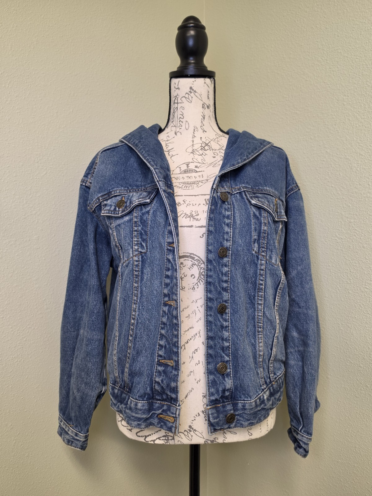 Wild Fable Women’s Blue Hooded Button-Front Denim Jacket w/ Pockets XXS