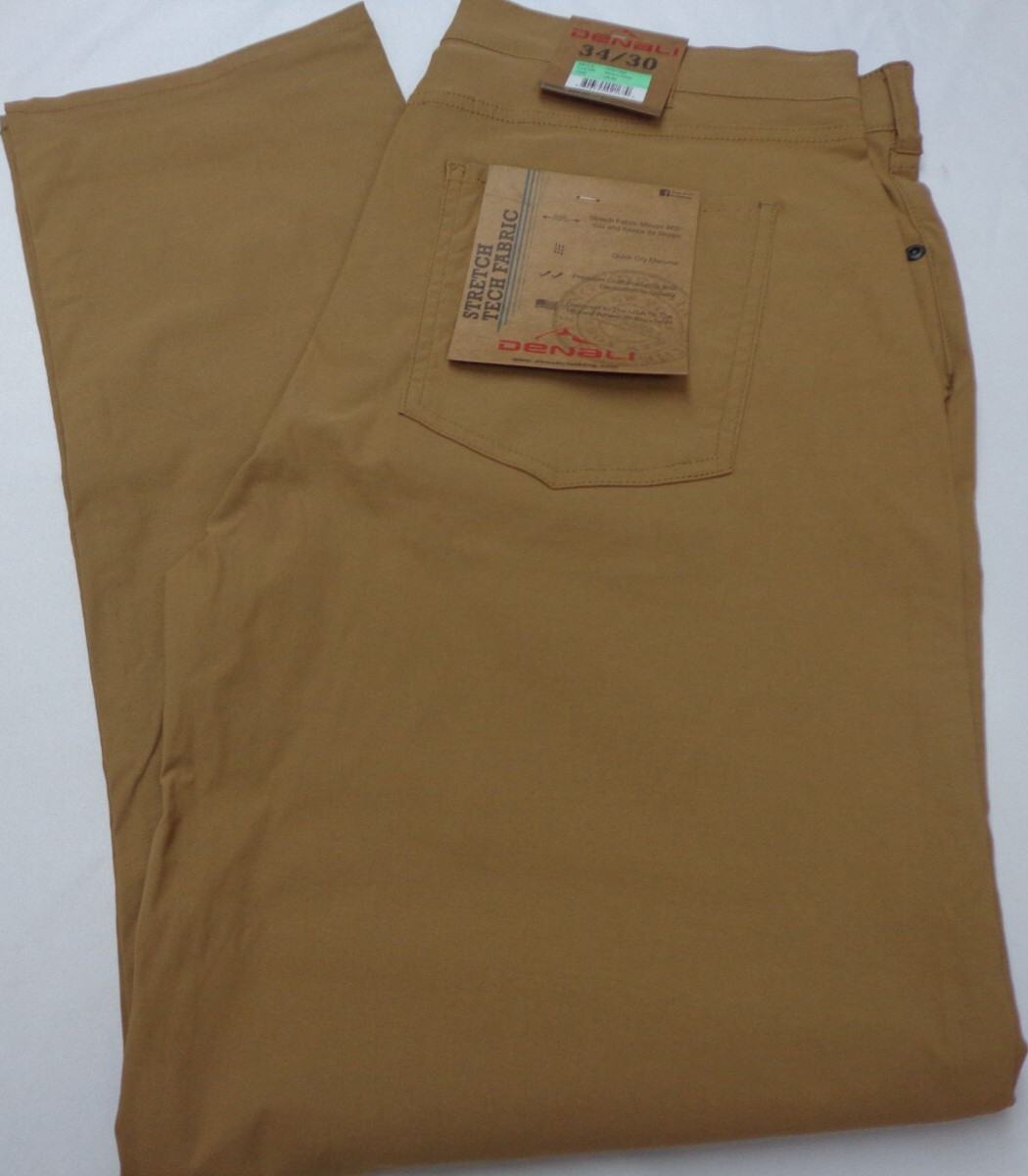 DENALI Moccasin Brown Tech Fabric Stretch Pants NWT 34/30 MSRP $54