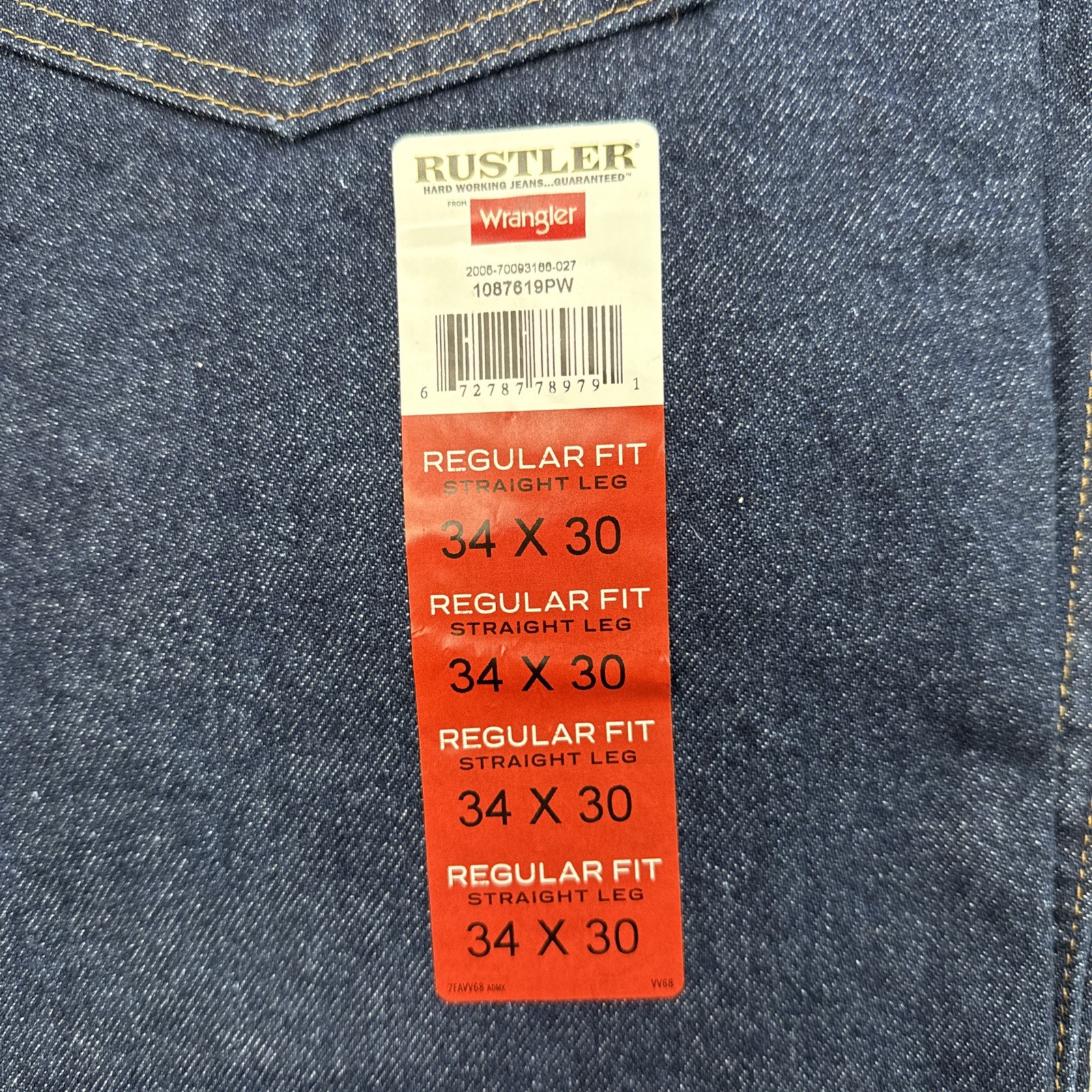 New Rustler by Wrangler Men’s Regular Fit Straight-Leg Jeans 34×30 Blue