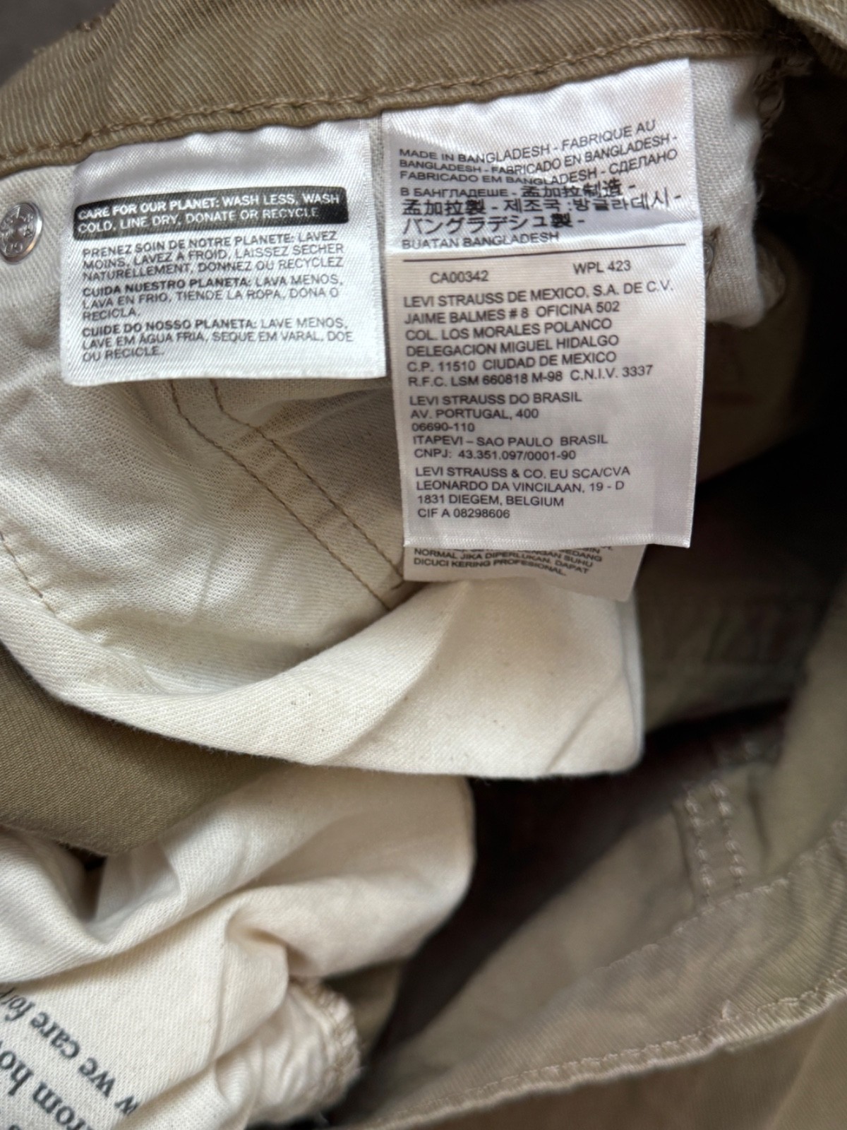Levi’s 512 Trousers Mens W28 L30 Beige Sand Slim Tapered Twill Jeans Pants Chino