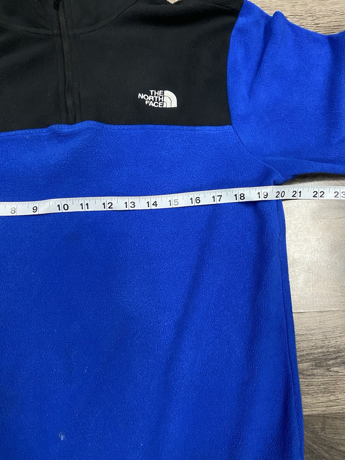 The North Face 1/4 Zip Jacket Size Medium Blue Black Fleece Pullover