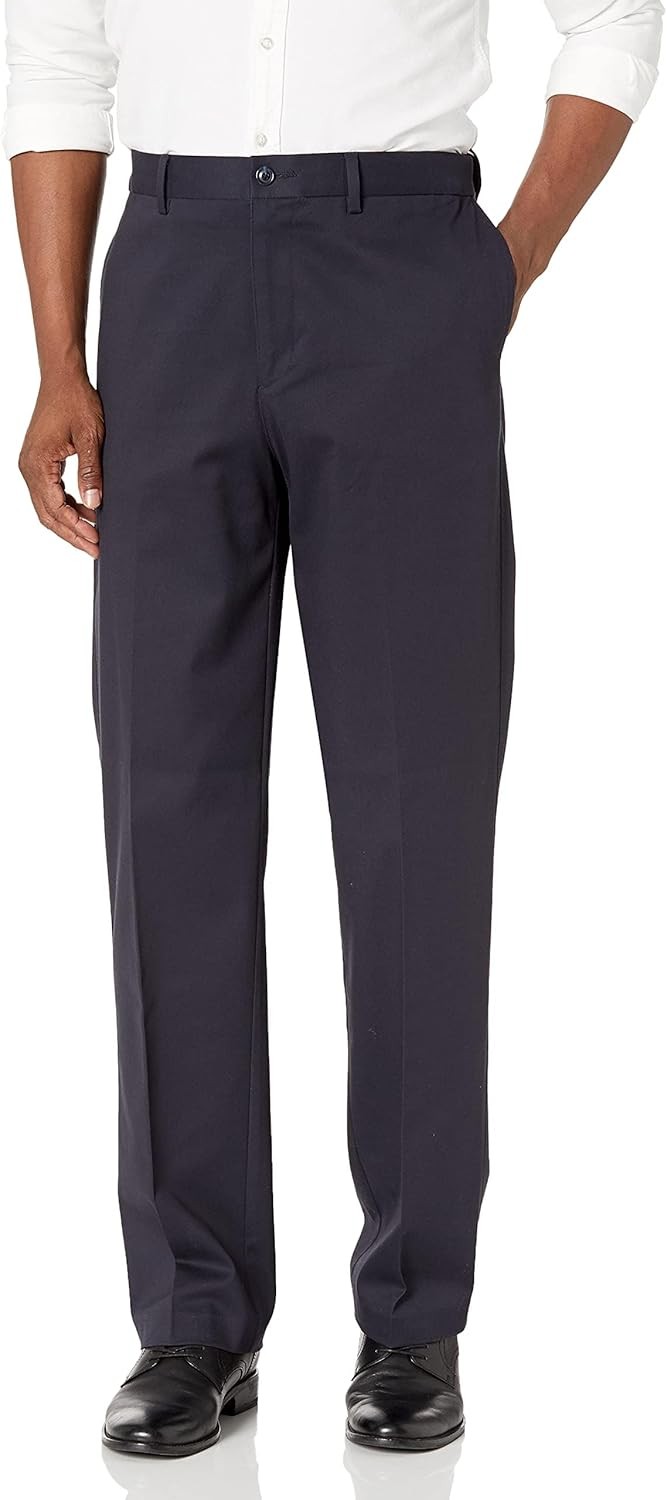 Mens Chino Pants Expandable Waist Performance Stretch Wrinkle Resistant Slacks