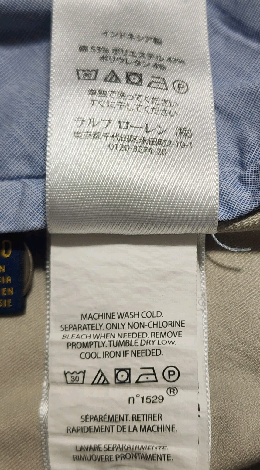 Polo Ralph Lauren Stretch Classic Fit Chino Pants Mens 40×30 Beige Flat Front
