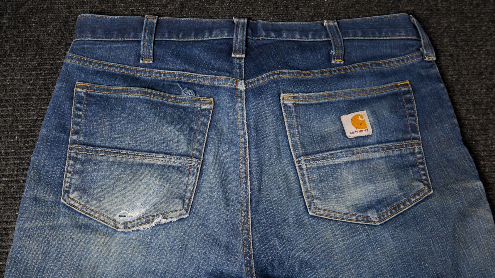 Carhartt Rugged Straight Fit Jeans Men’s Blue Denim Distressed 34X30