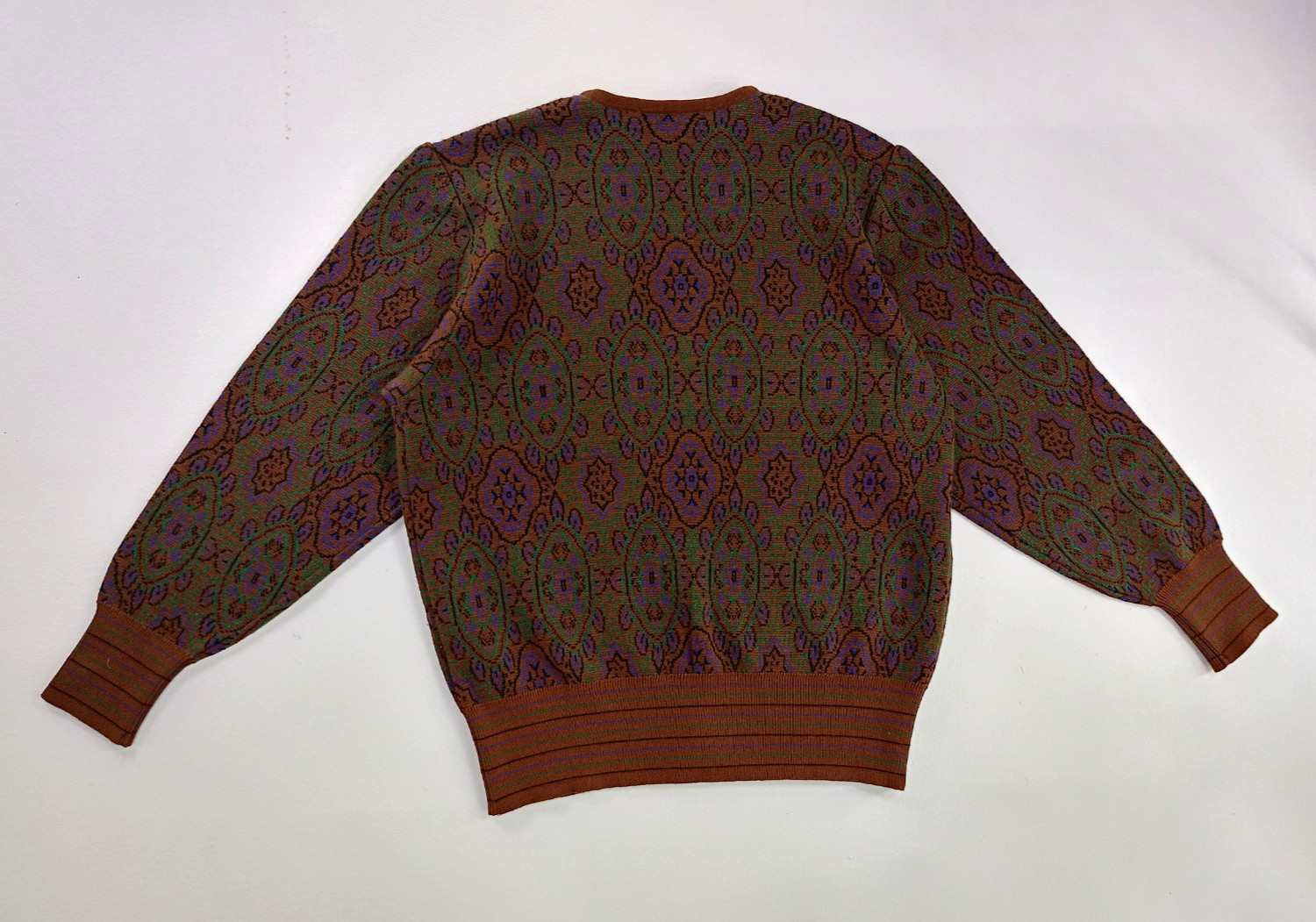 VTG Marisa Christina New York 100% Pure New Wool Geometric Knit Cardigan Women’s