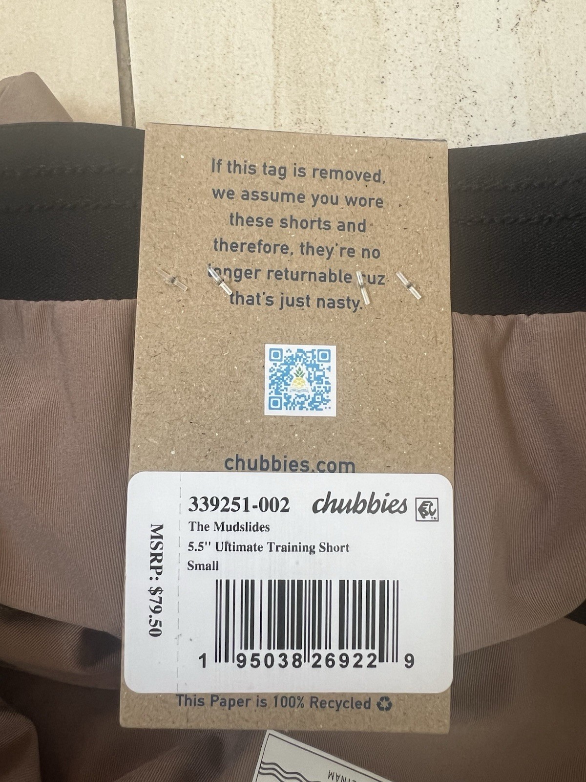 CHUBBIES BROWN THE MUDSLIDES ULTIMATE TRAINING SHORTS SIZE S 5.5″ INSEAM LINED