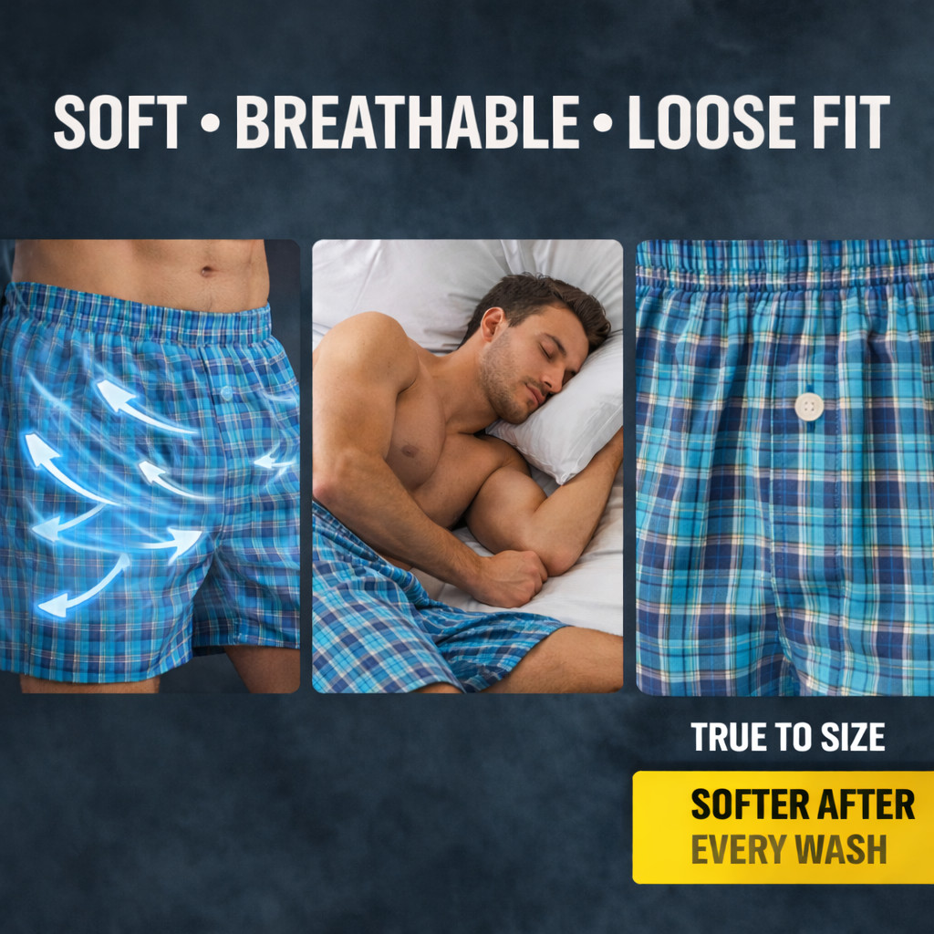 Men’s Cotton-Blend Boxer Shorts Value 10 Pack | Soft Breathable Comfy Loose Fit