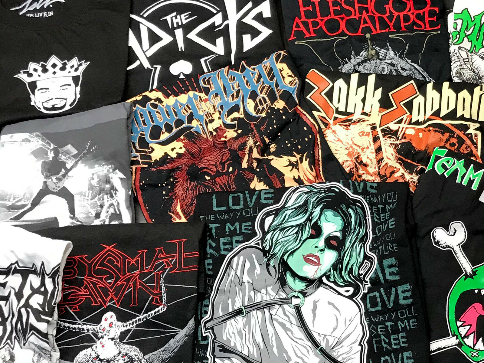 T-SHIRT LOT 5-PACK ROCK HEAVY METAL PUNK BANDS STREETWEAR MIX SIZES SMALL TO 4XL