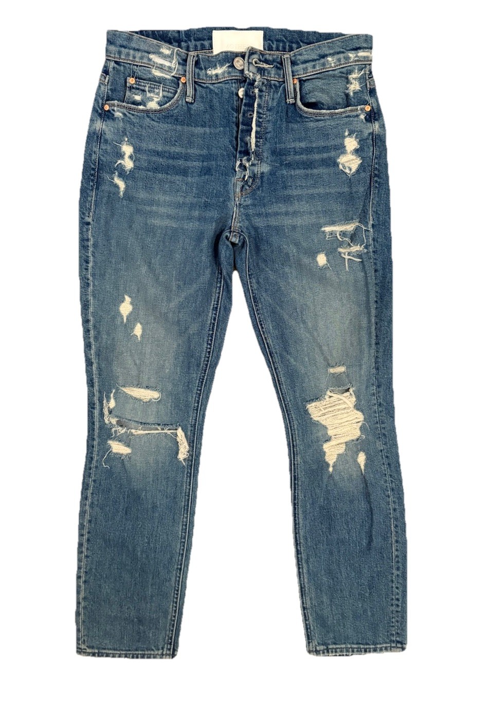 MOTHER Mid Rise Fly Cut Dazzler Ankle Jeans Size 26 Walking On Stones Distressed