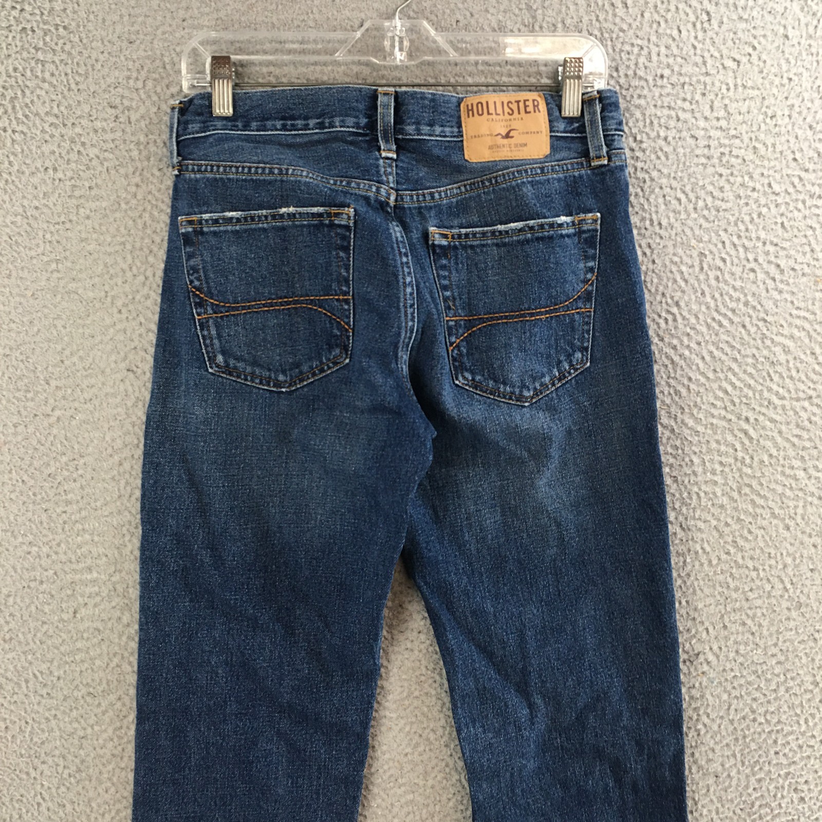 Hollister Jeans Men 30×32 Skinny Mid Rise Casual Button Fly Dark Wash Denim Blue