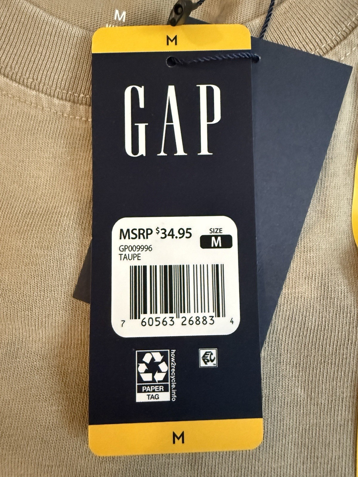 Gap Men’s Comfortable Fit Classic Crew Neck Washed Pocket T-Shirt NWT Size M