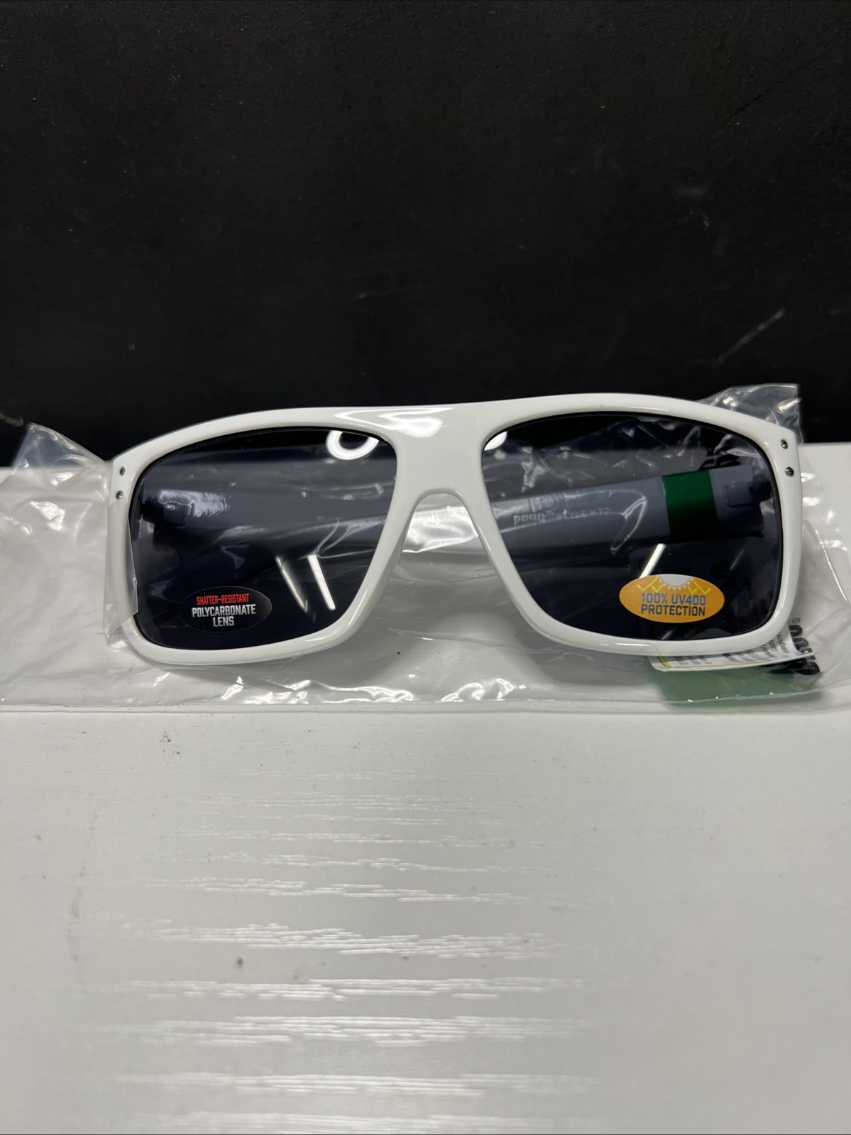 Pugs Trend T2 Sunglasses w/ White Frame & Black Colored Lenses New UV400