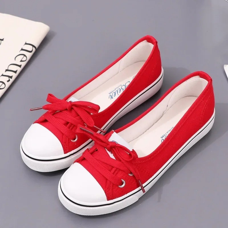 Women’S White Canvas Sneakers Platform Casual Shoes Lightweight Summer Flats
