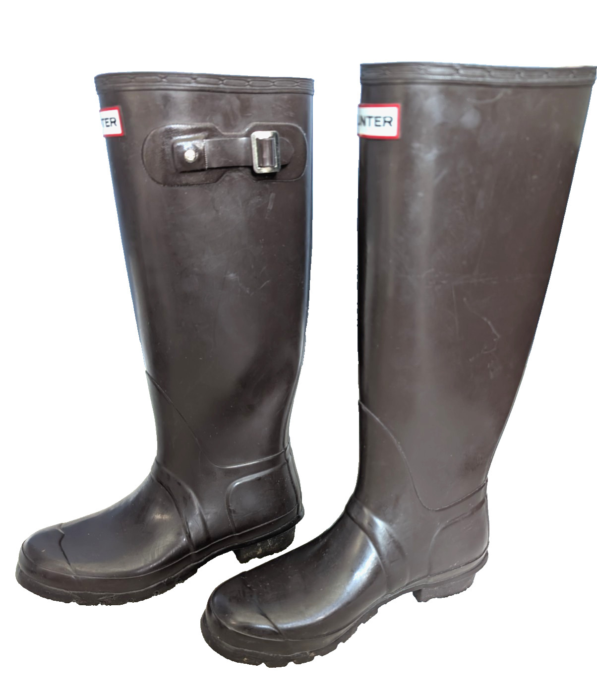 Hunter Original Tall Gloss Rain UNISEX Boots Black US Women 9 Men 8 EU 40/41 UK7